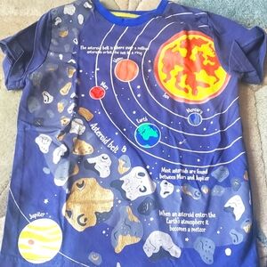 Mini Boden Screen Printed Solar System T-shirt 7-8 years blue